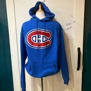 Champion NHL Montreal Canadiens Hoodie Blue Mens Large Embroidered Logo Sleeve